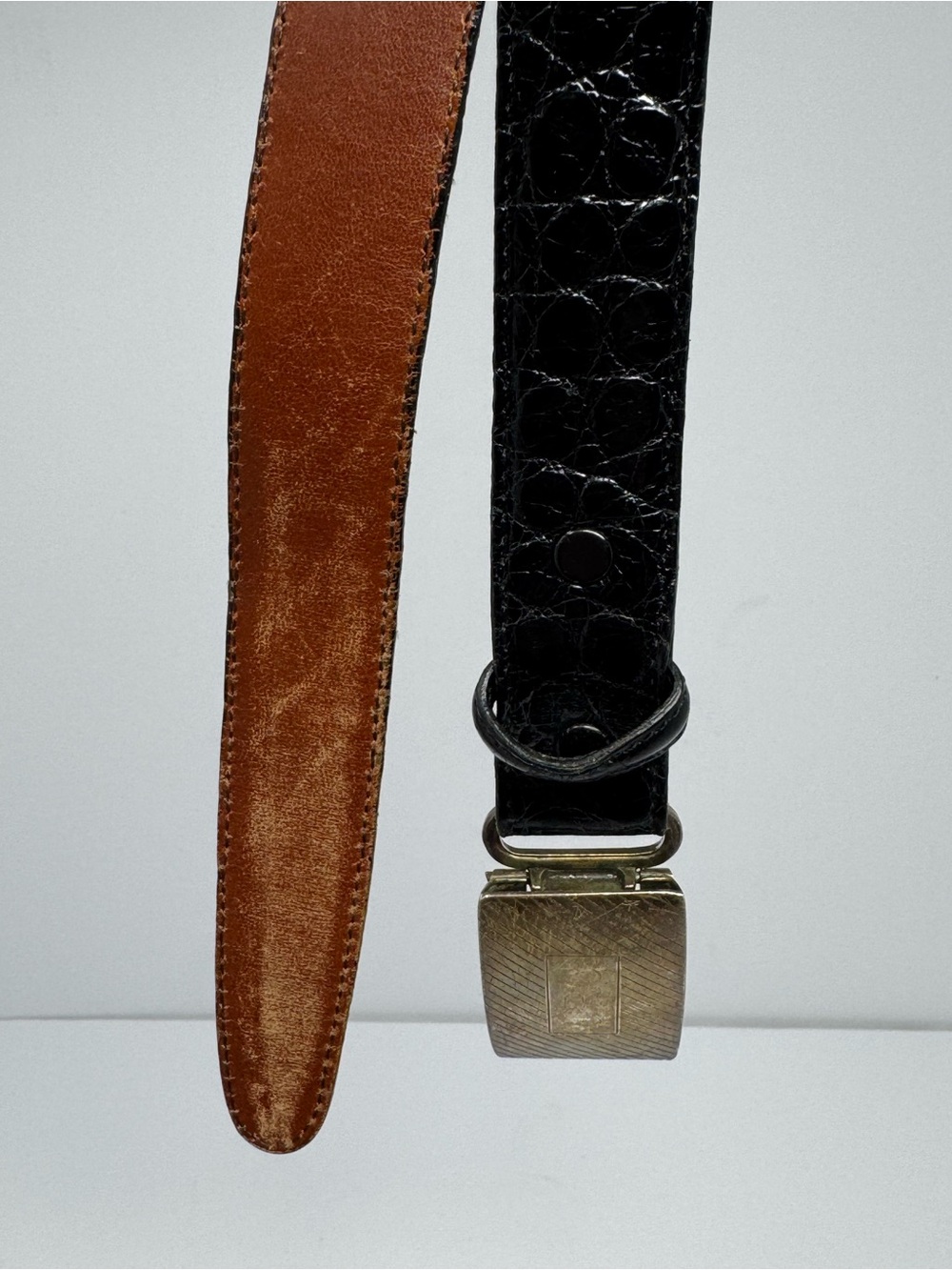 Torino American Alligator Mens 36 (34) Black Belt Paul Stuart Buckle Made in USA - Picture 8 of 10